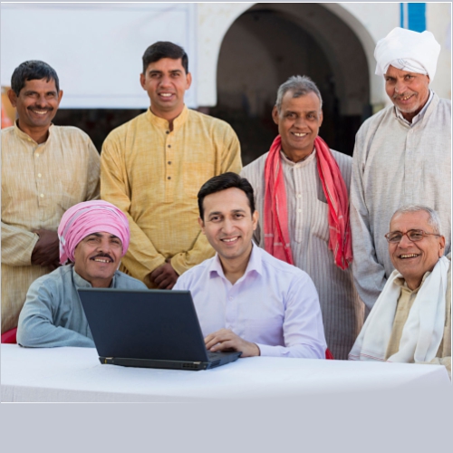 Indian village entrepreneurs discussing business
